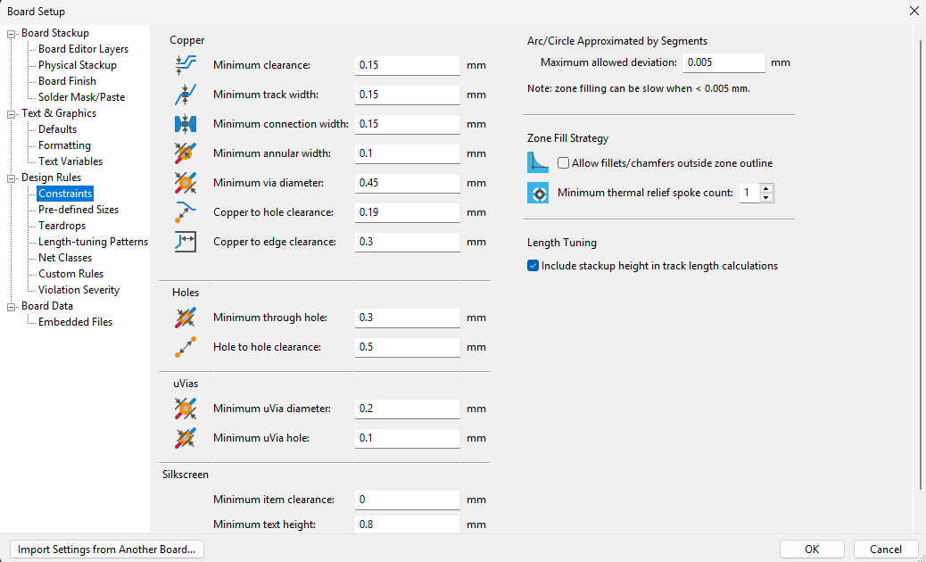 JLCPCB Constraints
